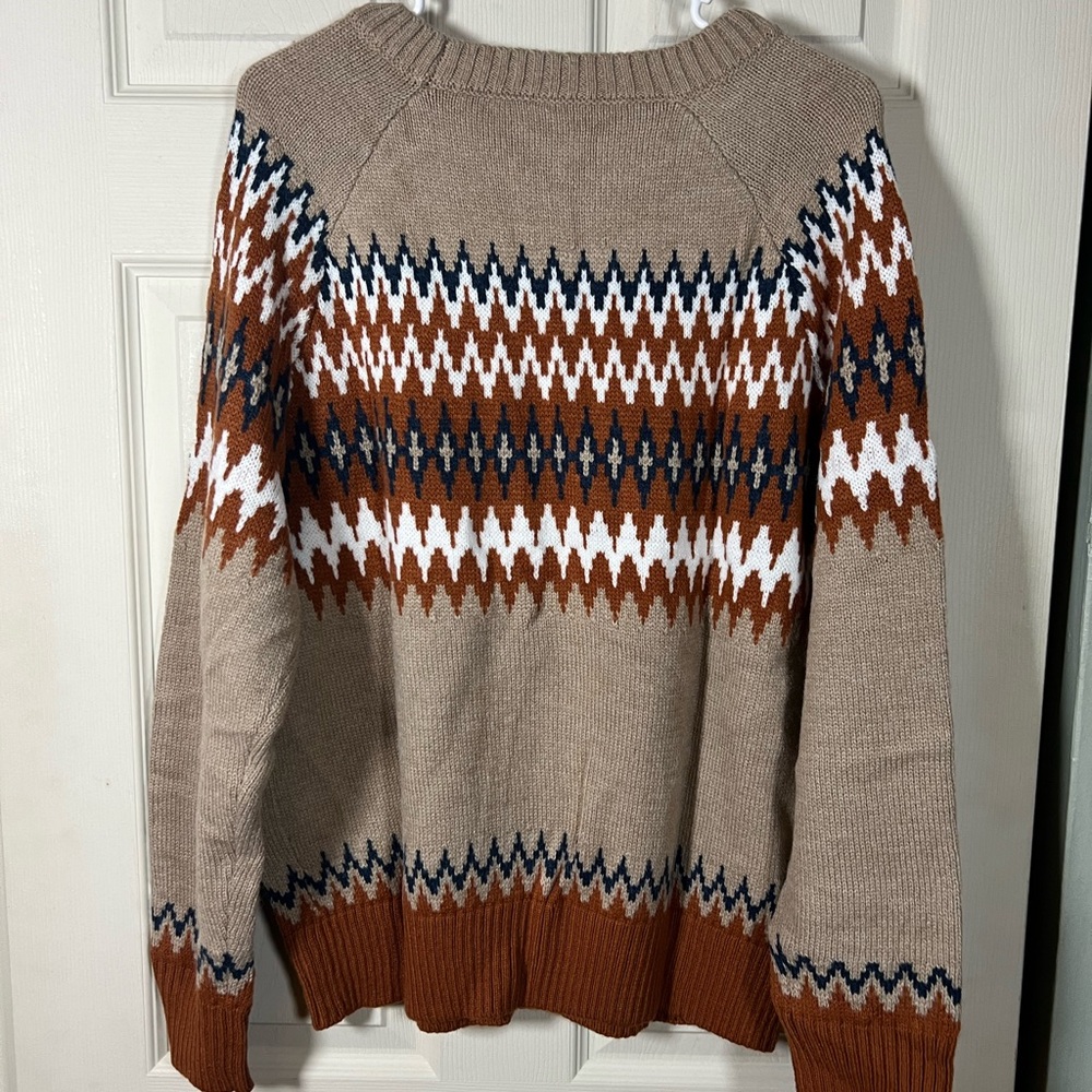 NEW Aztec ❤️ Geometric Patterned Sweater - Khaki, Brown, boho, free people vibes - Picture 4 of 7